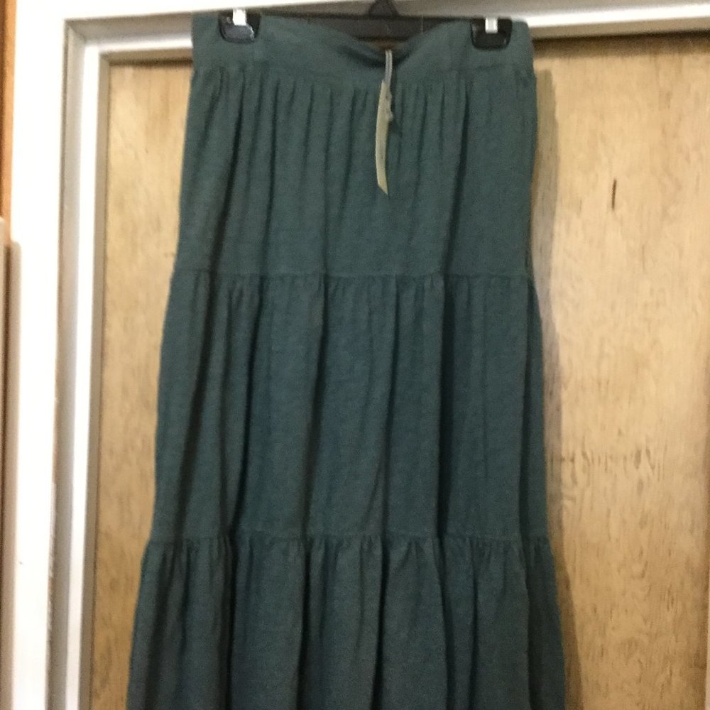 NWT Mododoc 100% cotton tiered midi/maxi skirt beautiful grey/green/blue color